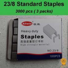 3x1000 pcs, 23/8, Standard Heavy Duty Staples, Refill School Home Office staple