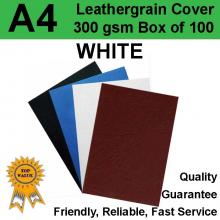 A4 Leathergrain Binding Covers/Backing 300gsm WHITE (PK 100)