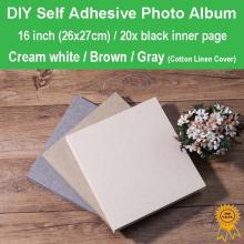 Cotton Linen Cover Self Adhesive Scrapbook DIY Photo Album Memory Book 20 sheets