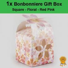 Laser Cut Wedding Bonbonniere Bomboniere Candy Gift Boxes - Floral Red/Pink