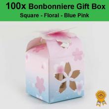 Laser Cut Wedding Bonbonniere Bomboniere Candy Gift Boxes - Floral Blue/Pink Free Postage