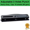 Heavy Duty Adjustable 3 holes Paper Punch Personal Office 10 sheets Capacity