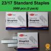 3x1000 pcs, 23/17, Standard Heavy Duty Staples, Refill School Home Office staple