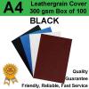 A4 Leathergrain Binding Covers/Backing 300gsm BLACK (PK 100)