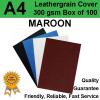 A4 Leathergrain Binding Covers/Backing 300gsm MAROON (PK 100)