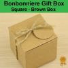 Bonbonniere Bomboniere Candy Gift Boxes - Brown Box (50x50x50mm)