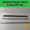 Velobind Binding Strips - 6 pin 10mm black (box of 25) -suit JLW6 velobinder