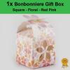 Laser Cut Wedding Bonbonniere Bomboniere Candy Gift Boxes - Floral Red/Pink